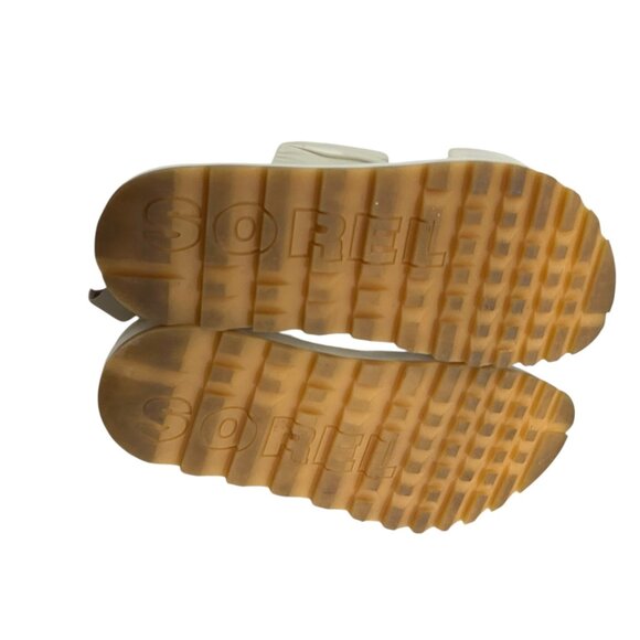 Sorel Cream Roaming Two Strap Slide Ruched Leather Slide Sandals Size 8.5 - Picture 7 of 7